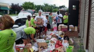 Unloading almost 2 tons of food into Lord's Pantry of Downingtown